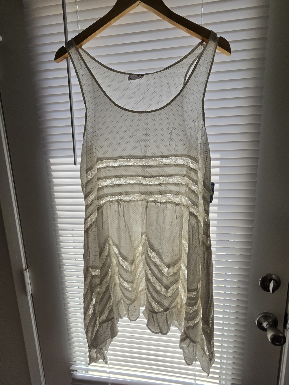Free People Cream Crochet-Trim Tank Swim Coverup Dress - Picture 7 of 12